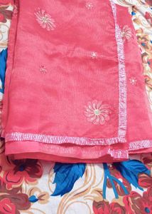 Elegant Pink Floral Embroidered Dupatta