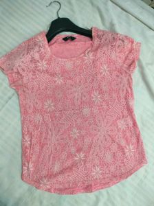 Pink Floral Lace Top