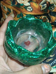 Green Glitter Lotus Bowl