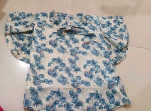 Beautiful Blue Print Flower Top For Girl 🫶🌺💙