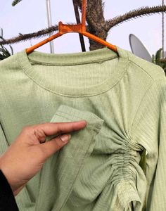 Sage Green Ribbed Long Sleeve Top