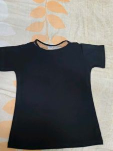 Black T-Shirt With Net On Neck