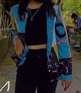 Artsy Patchwork Satin Shirt 💅🏻‼️