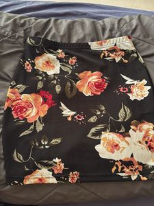 Black Floral Mini Skirt