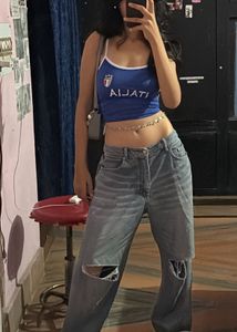 Blue Printed Tank Top