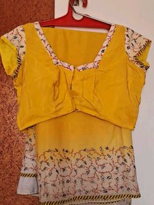Yellow Printed Saree