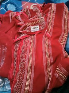 Elegant Red &amp; Gold Saree