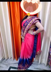 Elegant Pink &amp; Blue Saree