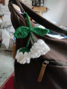 White Lily Of The Valley Crochet Keychain