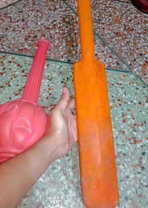 (Hanuman Ji Gada &amp; Plastic Cricket )Combo For Kids