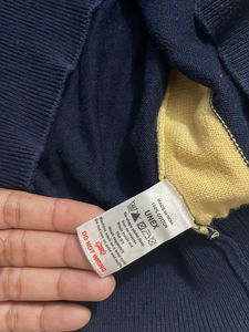 Men’s Navy Blue &amp; Yellow Cotton Sweatshirt