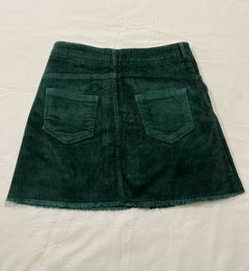 Green Wide Wale Corduroy Mini Skirt