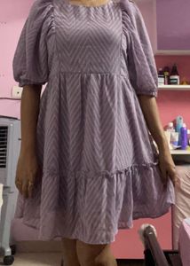 Lavender Dobby Pattern A-Line Dress