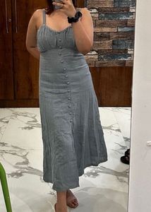 Grey Midi A Line Dress