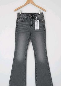 Flared Gray Denim Jeans