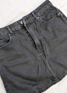 Black Denim Mini Skirt