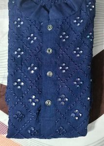NAVY BLUE MIRROR WORK KURTA