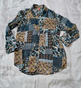 Multicolor Patchwork Print Casual Shirt