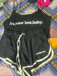Black &#39;Its Your Loss, Baby&#39; Crop Top