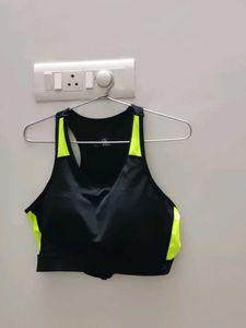 HRX Stylish Razor Back Black & Neon Sports Bra