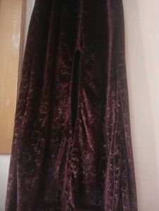 Elegant Velvet Slit Dress