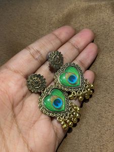Peacock Heart Jhumka Earrings