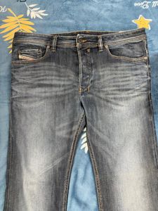 greyish blue denim jeans