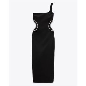 Zara Limited Edition Rhinestones Cutout MIDI Dress