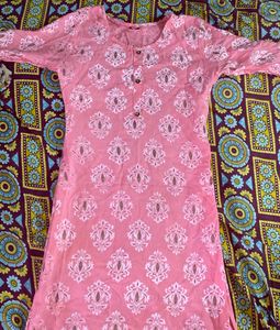 Pink And White Kurta Set
