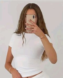 White Fitted Short Sleeve Top