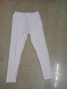 White Casual Pocket Pants
