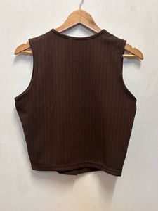 Brown Button-Down Tank Top