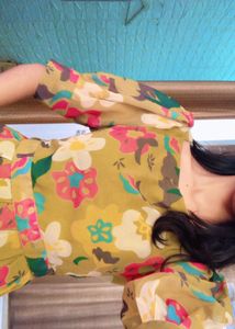 🌷Floral Print Dress fabric georgette and organza