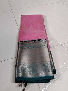 Elegant Pink &amp; Silver Saree