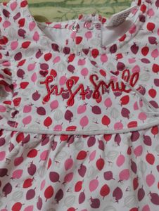Leaf Print Ruffled Baby Dress