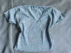 Floral Print Baby Blue crop Top