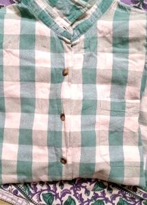 Green &amp; White Checked Shirt