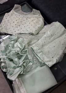 Sparkling Lehenga Choli Set Pista Green