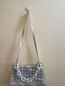 White-blue Check Sling Bag 💼