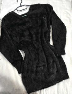 🎁Buy2 Get2 Free Fluffy Black Sweater Dress D