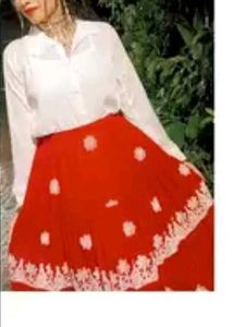 Pink Chikankari Work Skirt