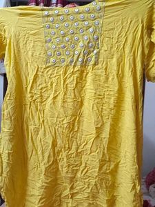 Yellow Embroidered Kurta