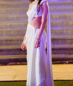 Elegant White Saree Pre Draped