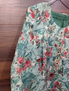 Green Cotton Ethnic  Pants