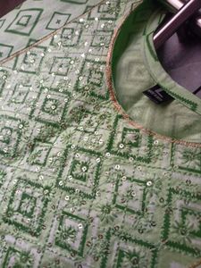 Green Tunic With Sequence Work