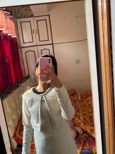 White Dress With Attached Shrug
