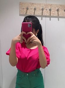 Shopper’s Shop Pink Puff Sleeves Top