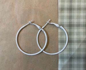 White Hoop Earrings
