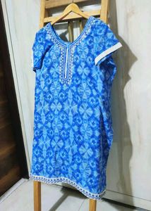 Blue Printed Cotton Kurta size-46-48