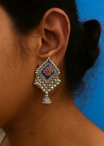 earrings white flower design and jhumka